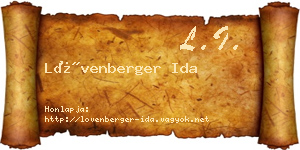 Lövenberger Ida névjegykártya